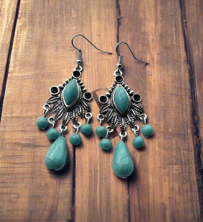 Bohemian Temperament Retro Artificial Turquoise Earrings