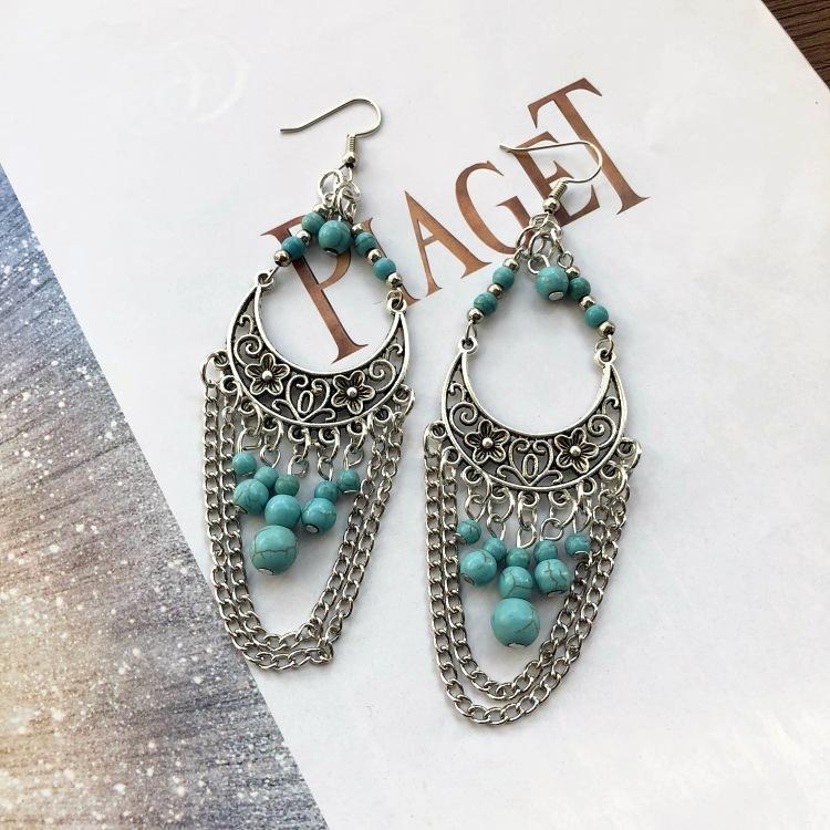 Bohemian Temperament Retro Artificial Turquoise Earrings