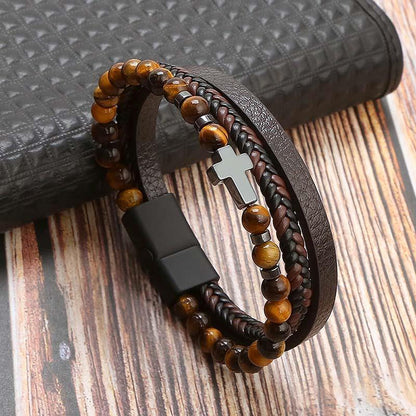 Geometric Gem Metal Patchwork Men'S Bracelets