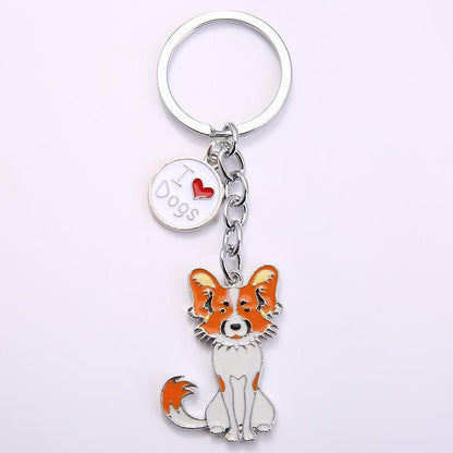 Pet Dog Painted Zinc Alloy Keychain