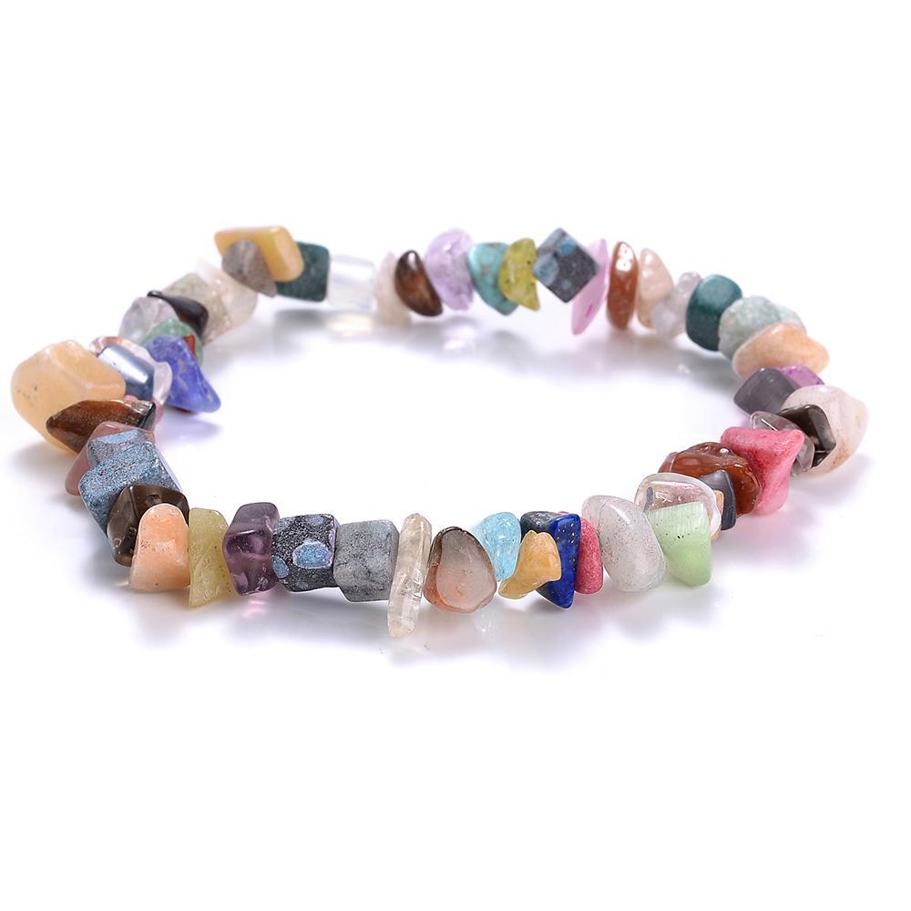 Irregular Natural Stone Crystal Beads Stretch Bracelet