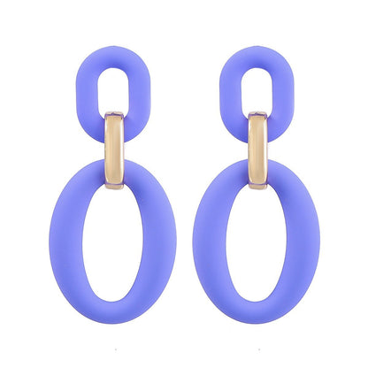 Fashion Simple Pure Color Haze Blue Stud Earrings