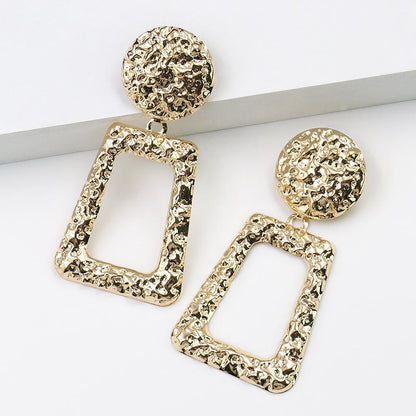 New Embossed Geometric Irregular Embossed Metal Women's Earrings