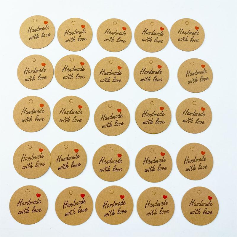 100Pcs Round Kraft Paper Gift Handmade Tags