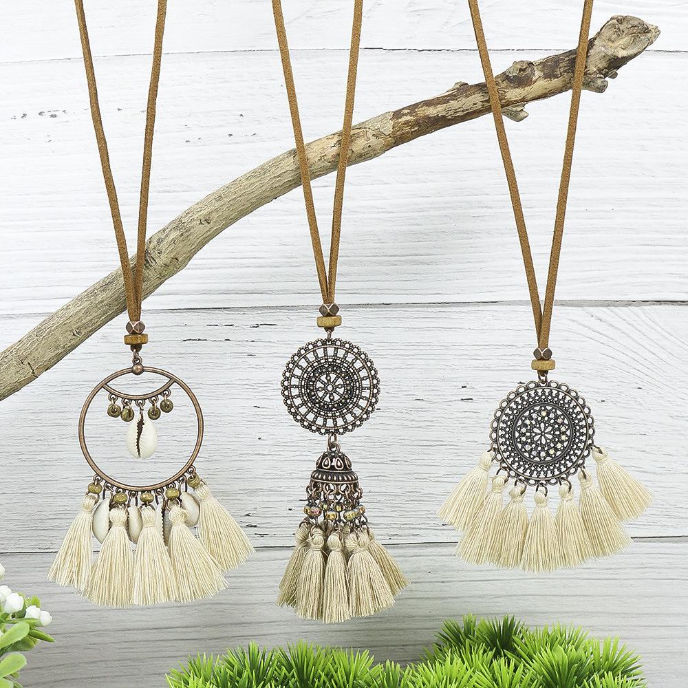 3pcs/set Bohemian Handmade Tassel Pendant Necklace