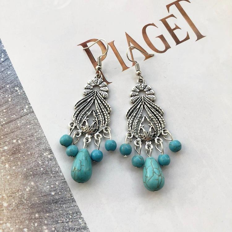 Bohemian Temperament Retro Artificial Turquoise Earrings