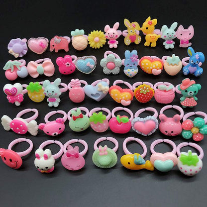 100Pcs Children's Candy Flower Animal Bow Shape Rings